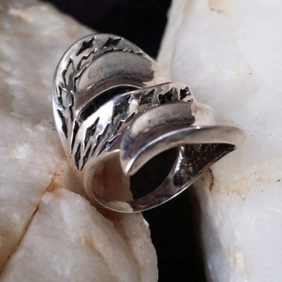 Solid Sterling Silver 925 Ring Statement PIXI Designer Contemporary Jewelry - Picture 5 of 7